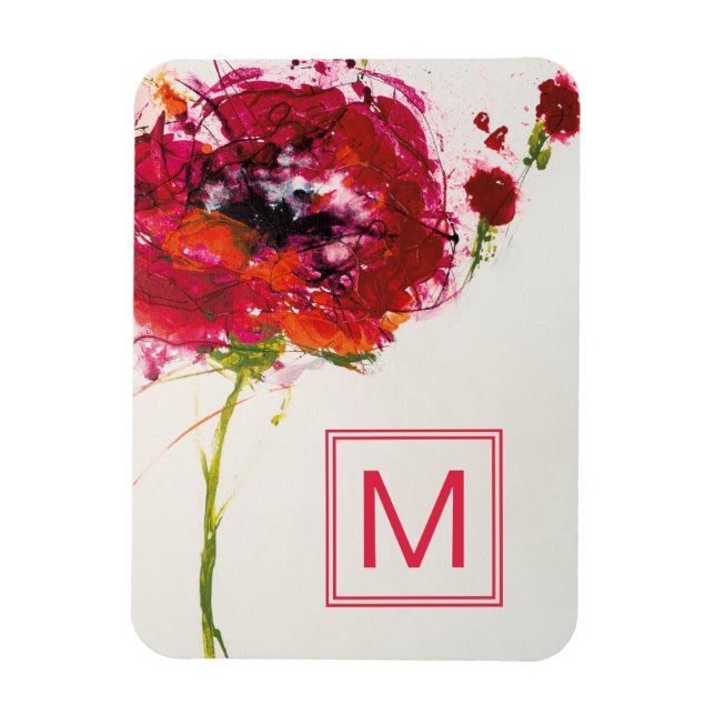 Monogram | Poppy on White Magnet (Vertikal)