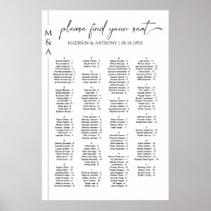 Monogram Poster med alfabetiskt Bröllop-sittdiagra