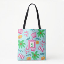 Monogram preppy strandhandduk i palmträdsmönster