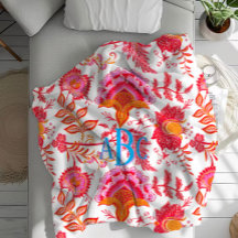 Monogram Preppy Vintage Flowers | Rosa och Orange