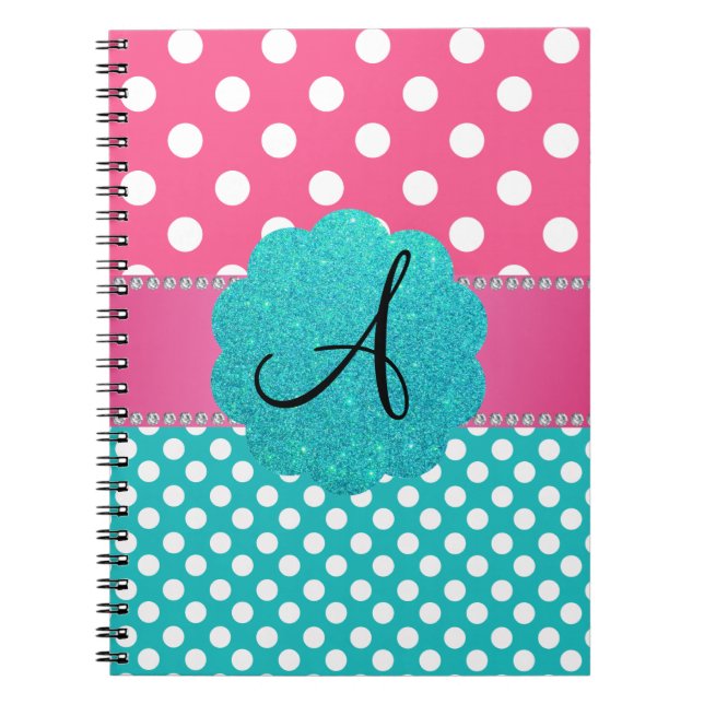 Monogram prickar diamanter rosa anteckningsbok (Framsidan)
