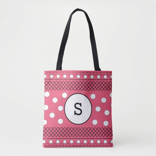 Monogram prickmönster rosa tygkasse (Framsida)
