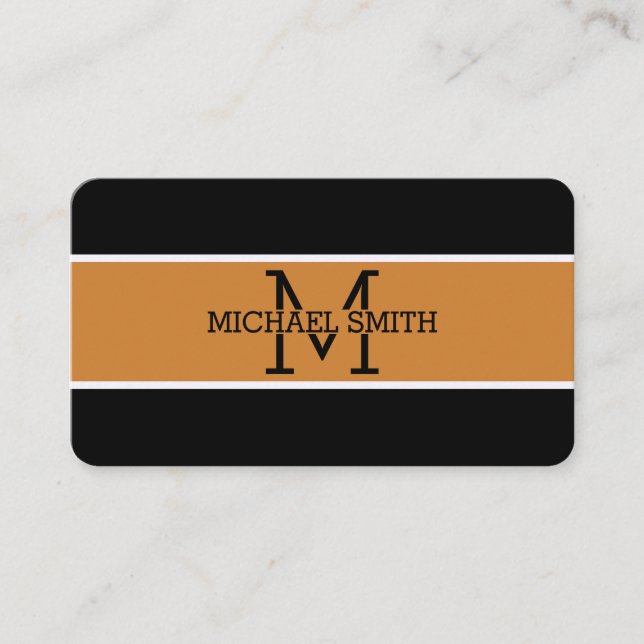 Monogram Professional Bronze Modern Visitkort (Framsida)