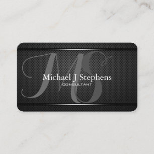 Monogram Professional c Svart Metall Texturerad Visitkort