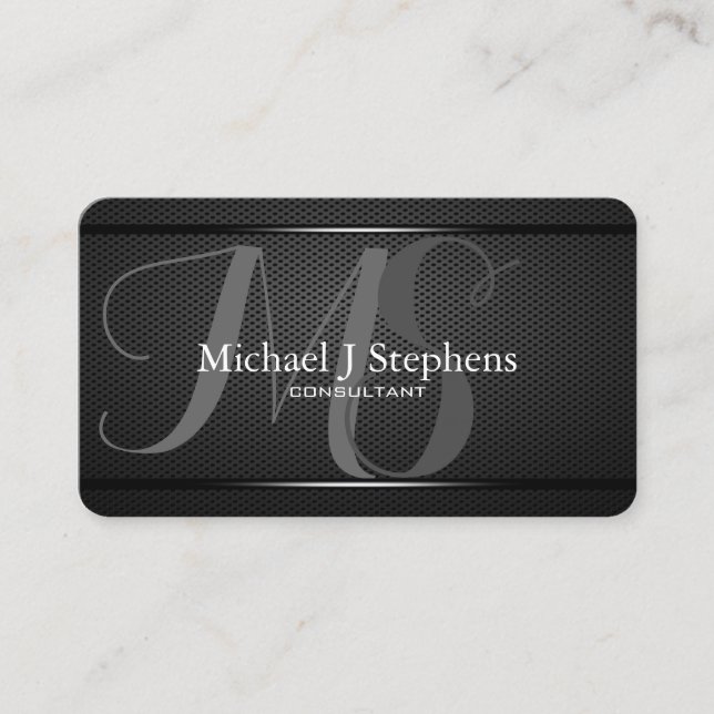 Monogram Professional c Svart Metall Texturerad Visitkort (Framsida)