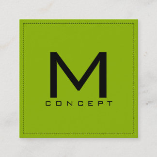 Monogram Professional Elegant Modern Apple Grön Fyrkantigt Visitkort