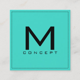 Monogram Professional Elegant Modern Turkos Fyrkantigt Visitkort