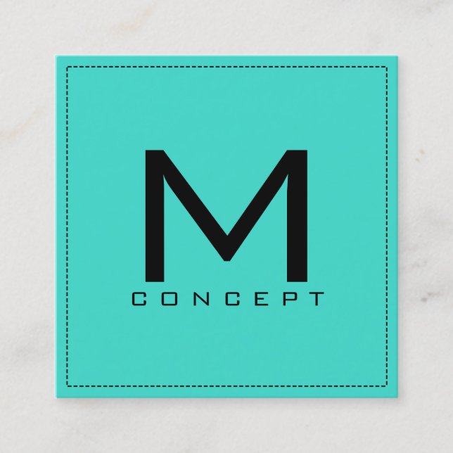 Monogram Professional Elegant Modern Turkos Fyrkantigt Visitkort (Framsida)