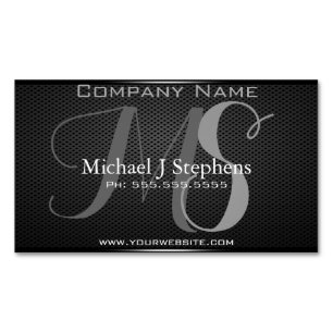 Monogram Professionell Black Metall Textured Magne Visitkortmagnet
