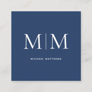 Monogram Professionell Elegant Enkel modern marin Fyrkantigt Visitkort