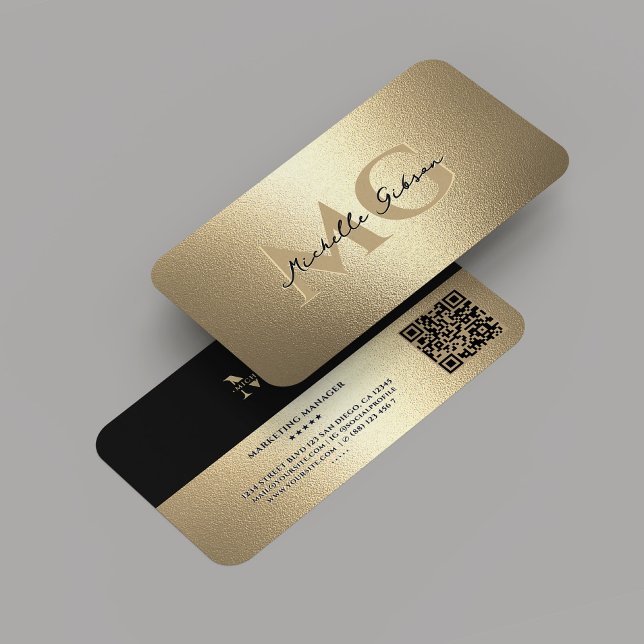 Monogram Professionell Elegant Faux Guld Modern Visitkort (Monogram Professional Elegant Black Gold Modern Business Card
)
