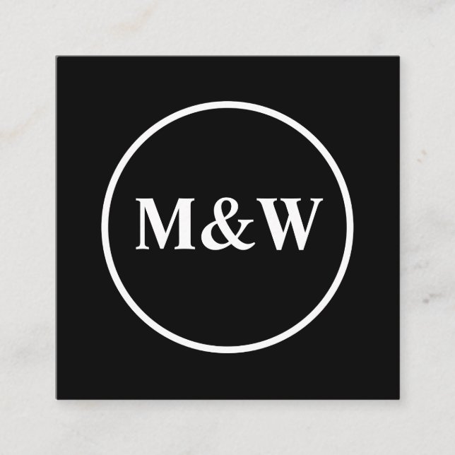Monogram Professionell Elegant Fyrkantigt Visitkort (Framsida)