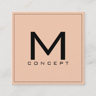 Monogram Professionell Elegant Modern Apricot Fyrkantigt Visitkort