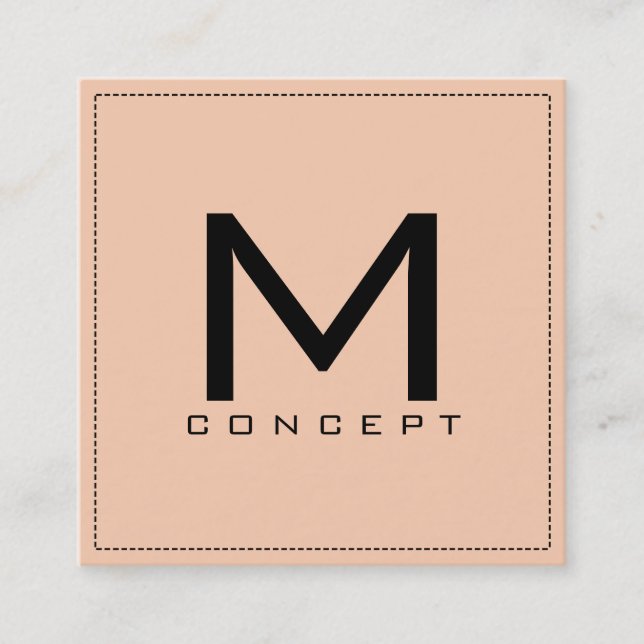 Monogram Professionell Elegant Modern Apricot Fyrkantigt Visitkort (Framsida)