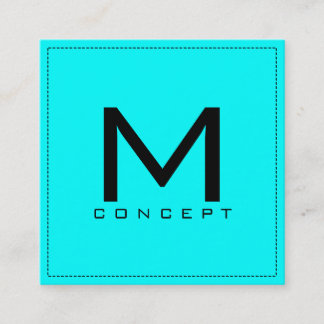 Monogram Professionell Elegant Modern Aqua Fyrkantigt Visitkort