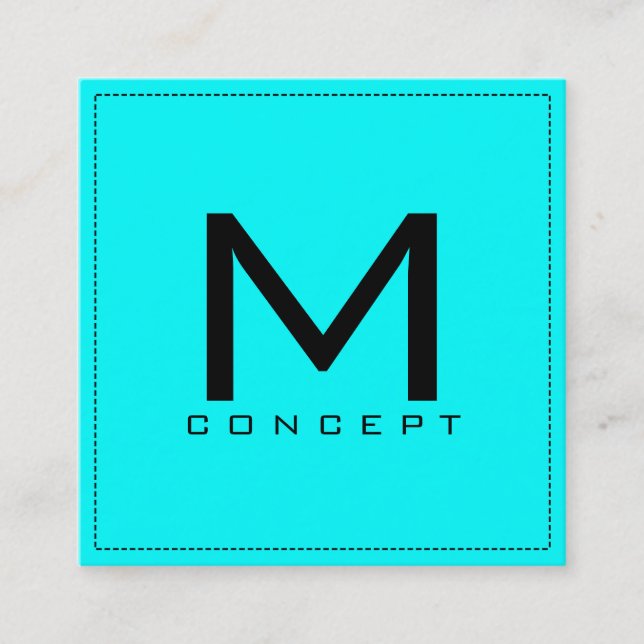 Monogram Professionell Elegant Modern Aqua Fyrkantigt Visitkort (Framsida)