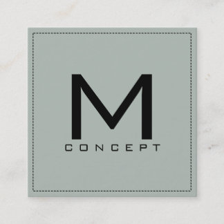 Monogram Professionell Elegant Modern Ash Grått Fyrkantigt Visitkort
