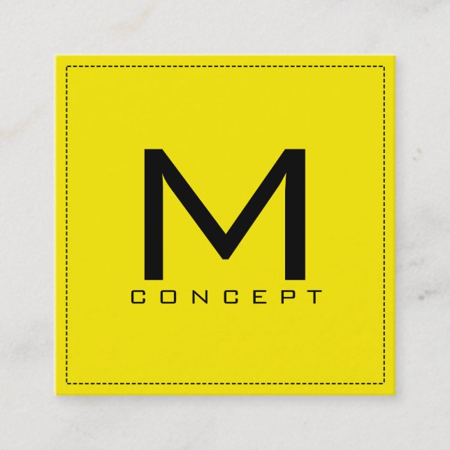 Monogram Professionell Elegant Modern Aureolin Fyrkantigt Visitkort (Framsida)