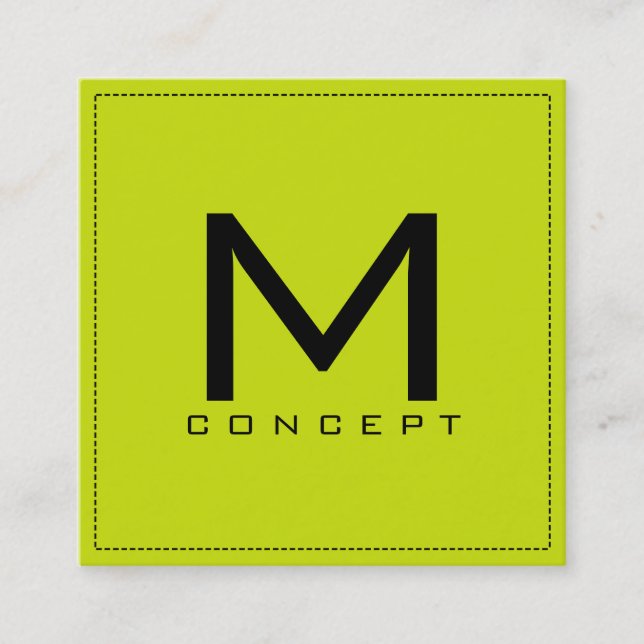 Monogram Professionell Elegant Modern Bitter Lemon Fyrkantigt Visitkort (Framsida)
