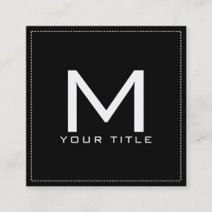 Monogram Professionell Elegant Modern Black Fyrkantigt Visitkort