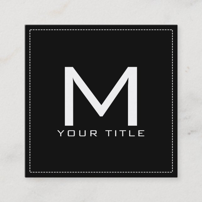 Monogram Professionell Elegant Modern Black Fyrkantigt Visitkort (Framsida)