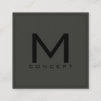 Monogram Professionell Elegant Modern Black Olive Fyrkantigt Visitkort