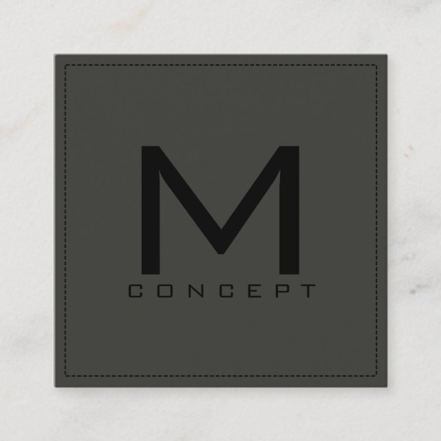 Monogram Professionell Elegant Modern Black Olive Fyrkantigt Visitkort (Framsida)
