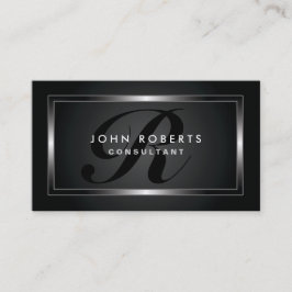 Monogram Professionell Elegant Modern Black Visitkort