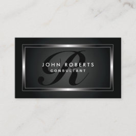Monogram Professionell Elegant Modern Black Visitkort