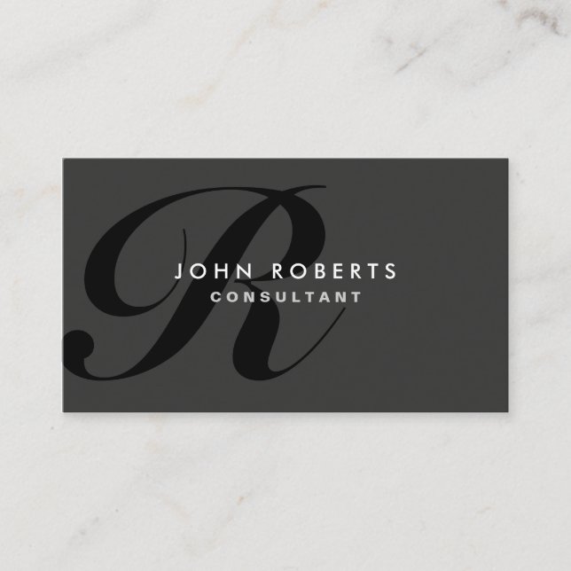 Monogram Professionell Elegant Modern Black Visitkort (Framsida)