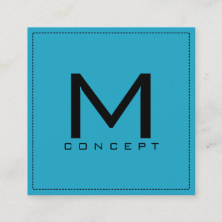 Monogram Professionell Elegant Modern Boll Blue Fyrkantigt Visitkort