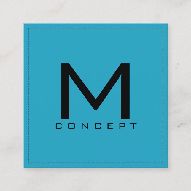 Monogram Professionell Elegant Modern Boll Blue Fyrkantigt Visitkort (Framsida)