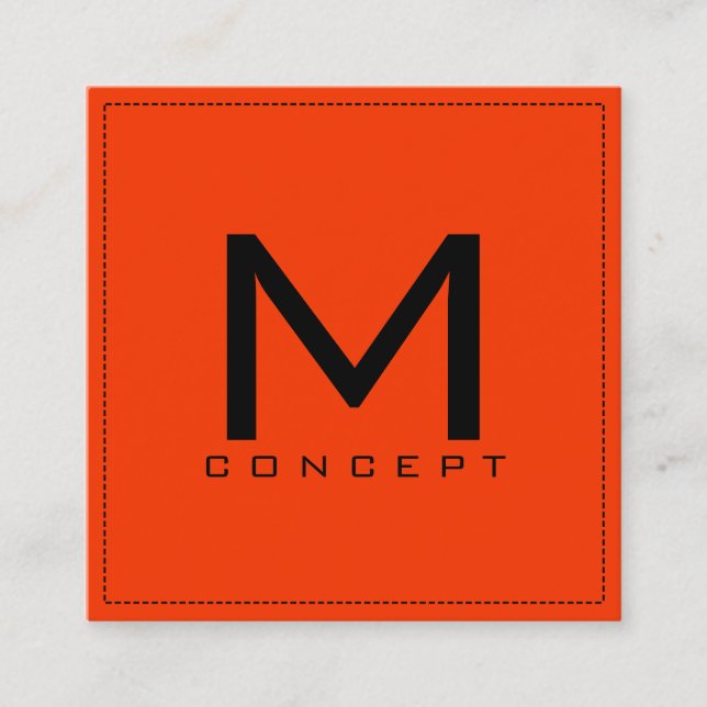 Monogram Professionell Elegant Modern Coquelicot Fyrkantigt Visitkort (Framsida)