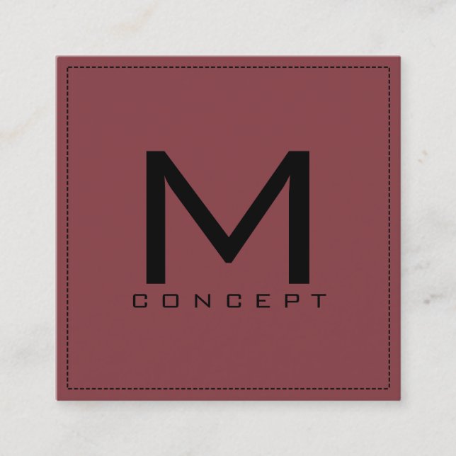 Monogram Professionell Elegant Modern Cordovan Fyrkantigt Visitkort (Framsida)