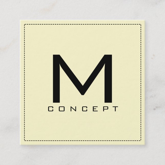 Monogram Professionell Elegant Modern Cream Fyrkantigt Visitkort (Framsida)