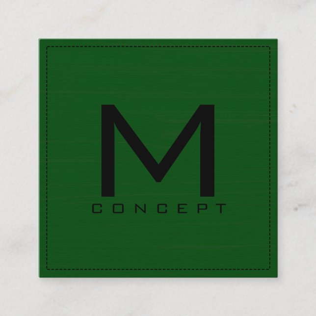 Monogram Professionell Elegant Modern Grön Fyrkantigt Visitkort (Framsida)