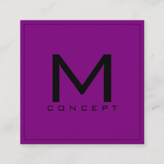 Monogram Professionell Elegant Modern Lila Fyrkantigt Visitkort