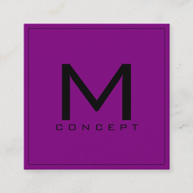 Monogram Professionell Elegant Modern Lila Fyrkantigt Visitkort (Framsida)