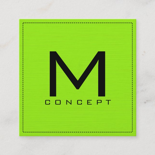 Monogram Professionell Elegant Modern Lime Fyrkantigt Visitkort (Framsida)
