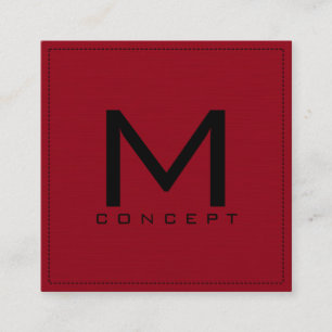 Monogram Professionell Elegant Modern Mörk Red Fyrkantigt Visitkort