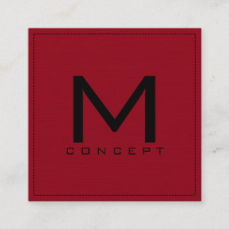 Monogram Professionell Elegant Modern Mörk Red Fyrkantigt Visitkort