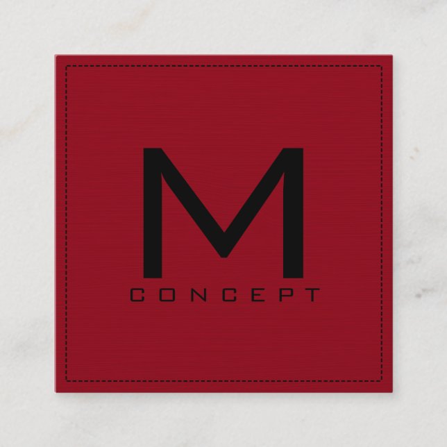 Monogram Professionell Elegant Modern Mörk Red Fyrkantigt Visitkort (Framsida)