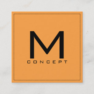 Monogram Professionell Elegant Modern Neon Carrot Fyrkantigt Visitkort