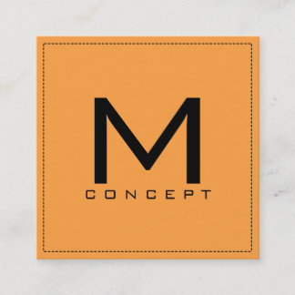 Monogram Professionell Elegant Modern Neon Carrot Fyrkantigt Visitkort