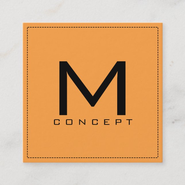 Monogram Professionell Elegant Modern Neon Carrot Fyrkantigt Visitkort (Framsida)