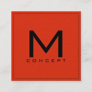 Monogram Professionell Elegant Modern Red Orange Fyrkantigt Visitkort