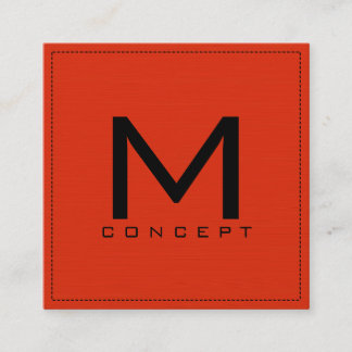 Monogram Professionell Elegant Modern Red Orange Fyrkantigt Visitkort
