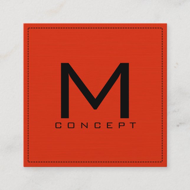 Monogram Professionell Elegant Modern Red Orange Fyrkantigt Visitkort (Framsida)