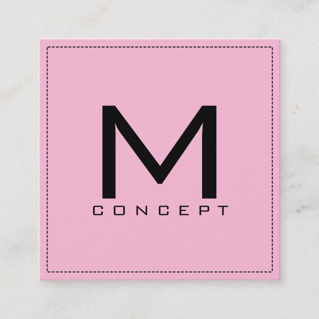 Monogram Professionell Elegant Modern Rosa Fyrkantigt Visitkort (Framsida)