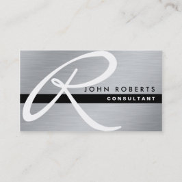 Monogram Professionell Elegant Modern Silver Metal Visitkort